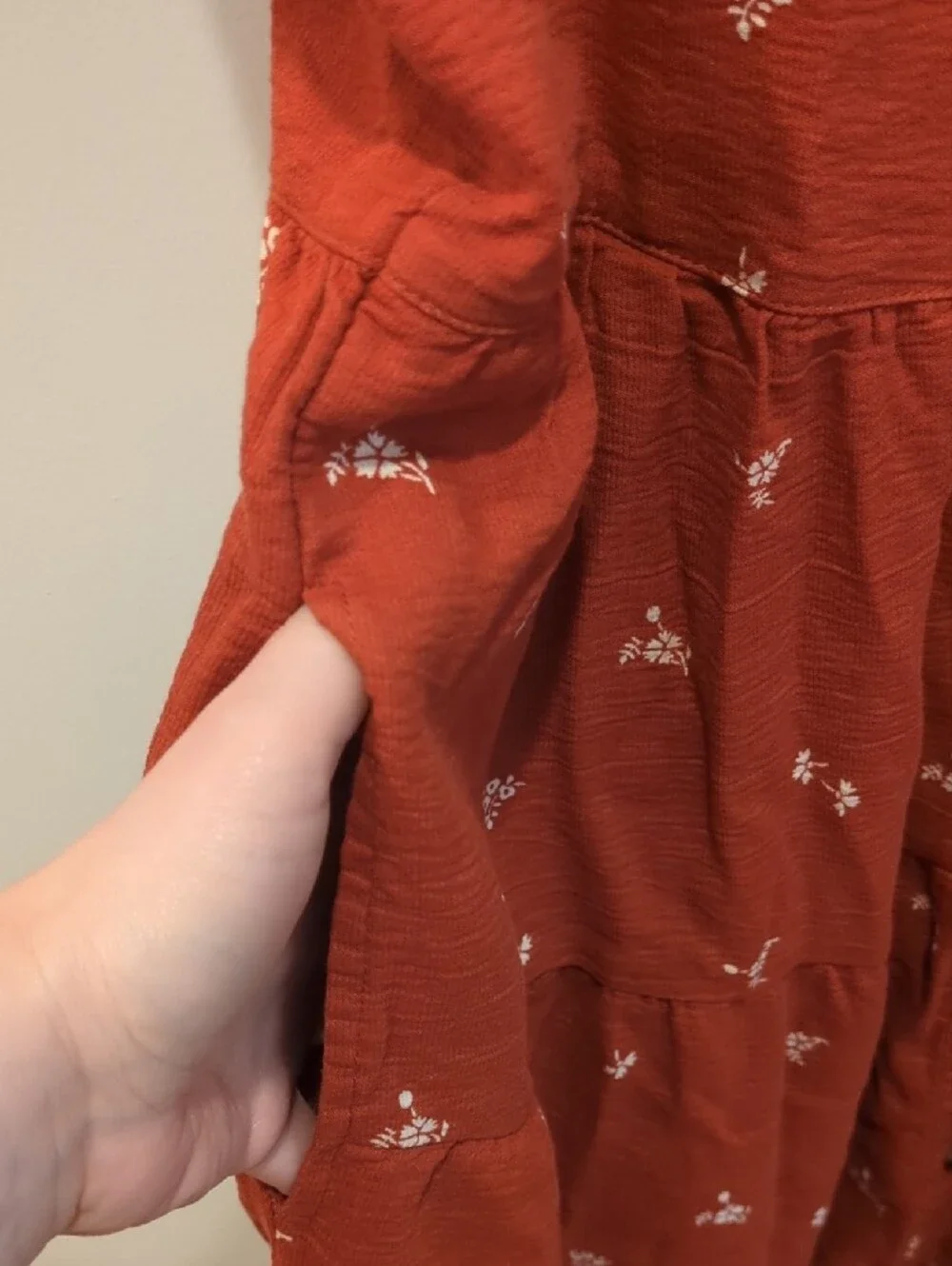 Granola Boho Beach Coastal Toad&Co Red Orange White Floral Mini Dress Size Large - Picture 6 of 9